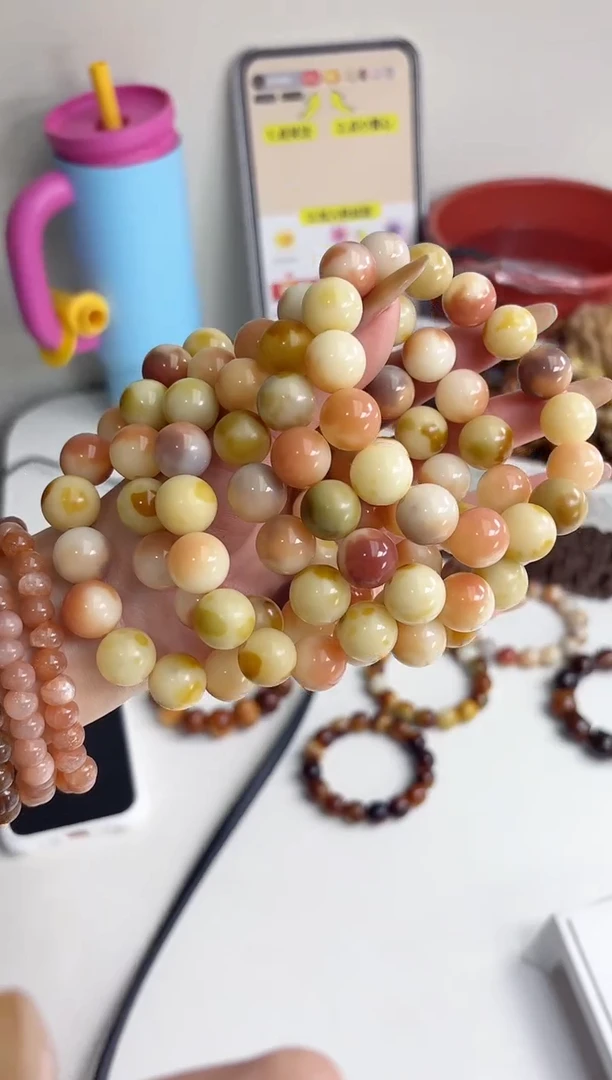 手串菩提根/象牙果沐q49桂花甜糕玉化圆珠14mm手串随机