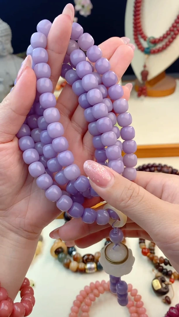 菩提根/象牙果手串丁香紫 108颗