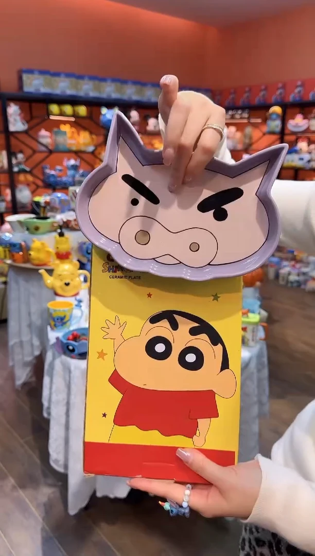 瓷片@@蜡笔小新肥嘟嘟左卫门异形陶瓷水果盘