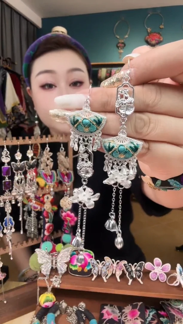 刺绣纯手工民族风刺绣耳环