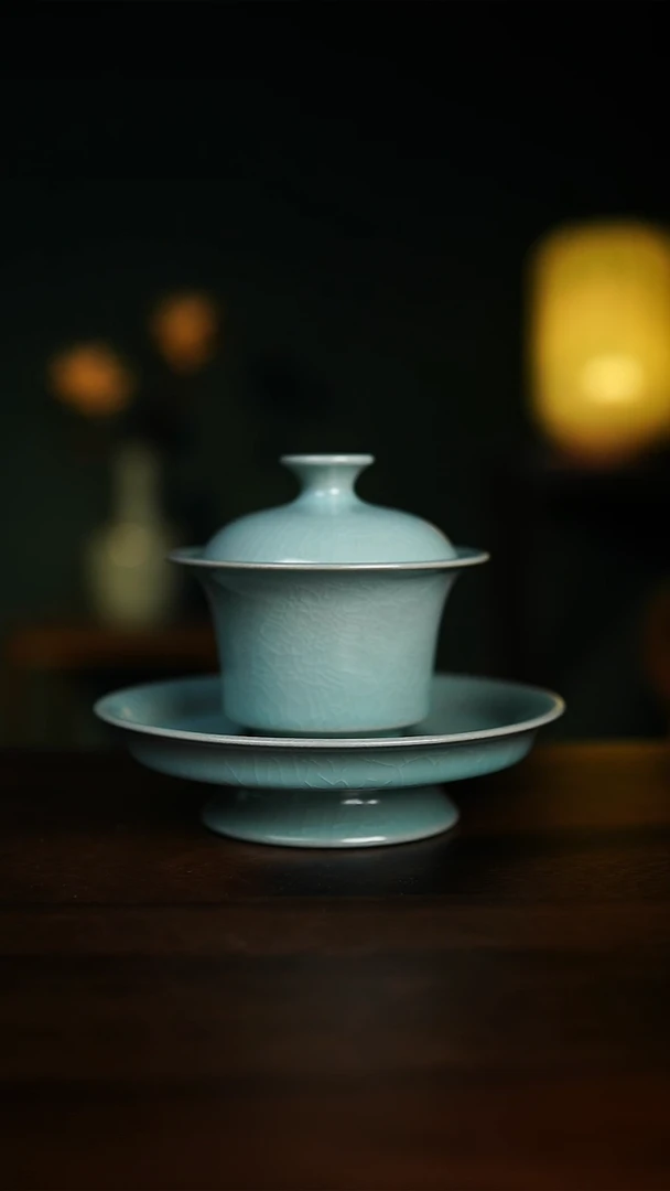 【闪购商品】仿古釉 三才马蹄盖碗 支钉烧 