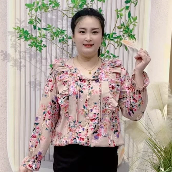春夏新中式1293超仙国风女盘扣设计气质减龄宽松百搭时尚花衫
