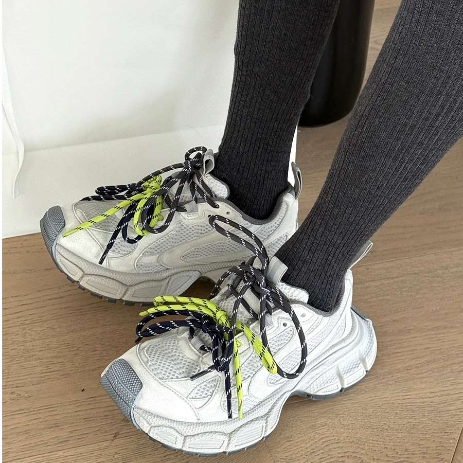 诗歌兰女鞋2025秋季新款时尚网面透气老爹鞋女百搭休闲运动鞋潮鞋