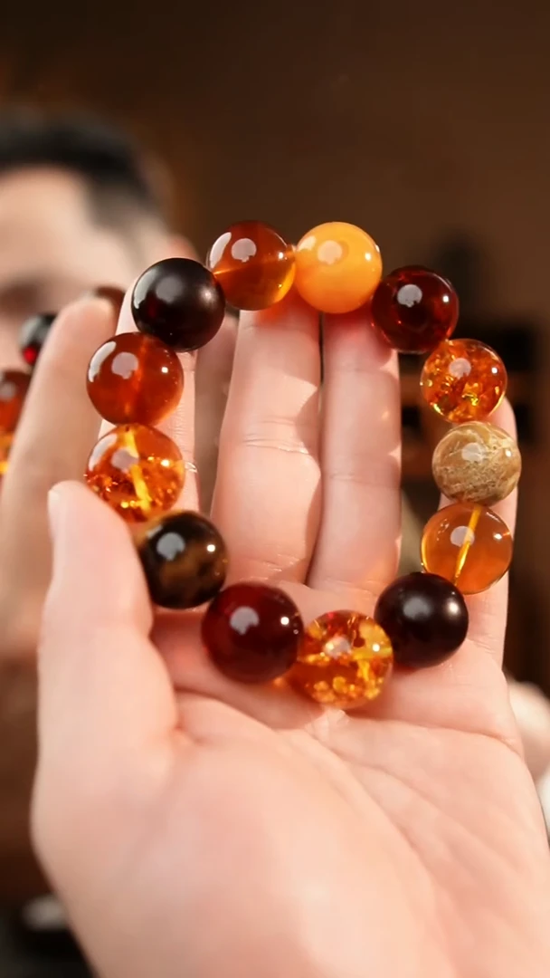 琥珀颈饰未镶嵌18+多宝手串