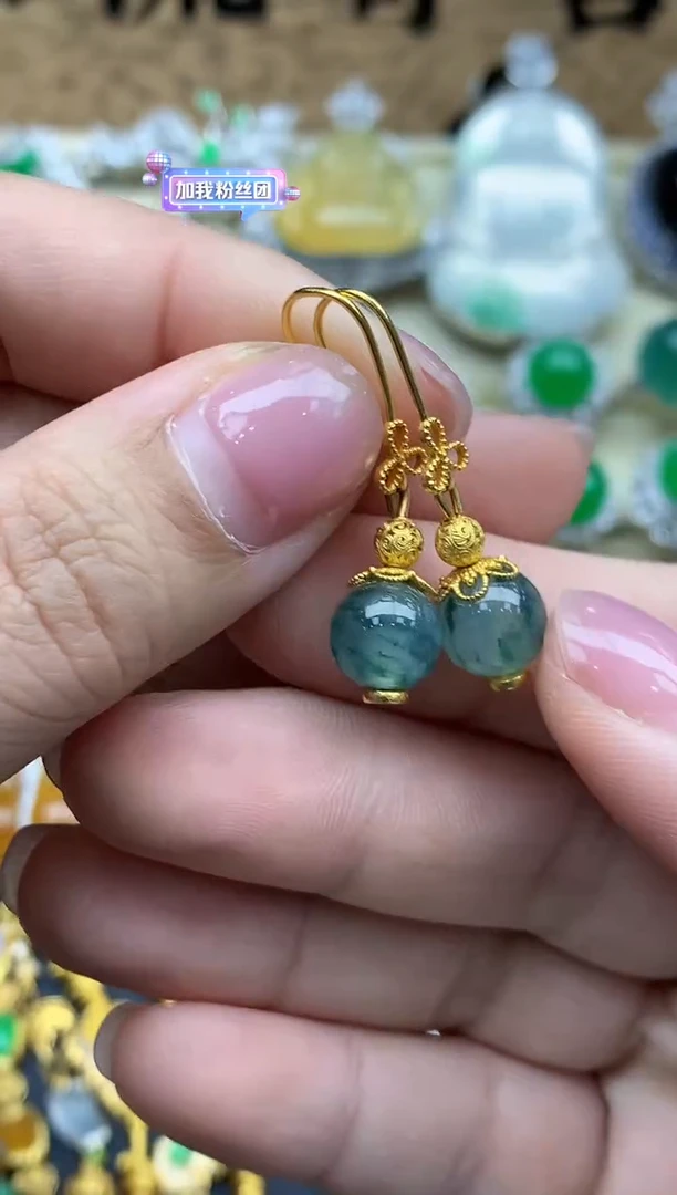 【闪购商品】翡翠耳饰18K金镶嵌466-中国好珍宝