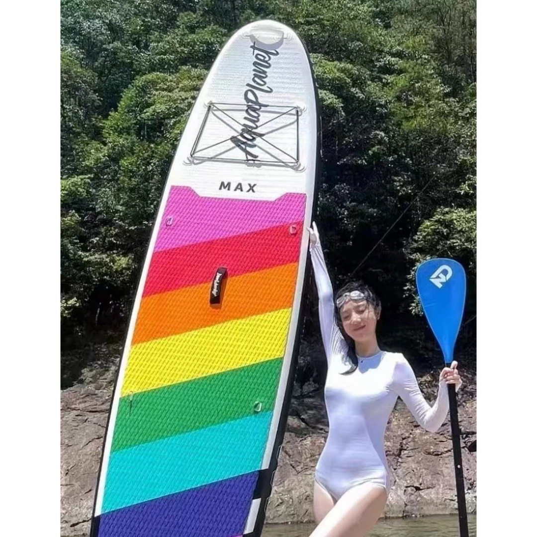 款新手站立式充气冲浪板拉丝材料双层划水板