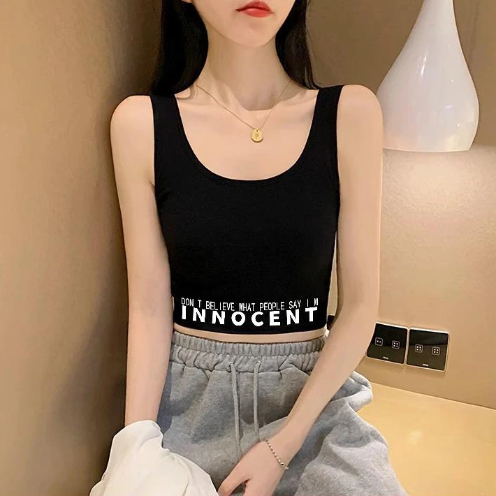 黑色小吊带背心女内搭2026新款夏打底印花美背短款遮副乳外穿上衣