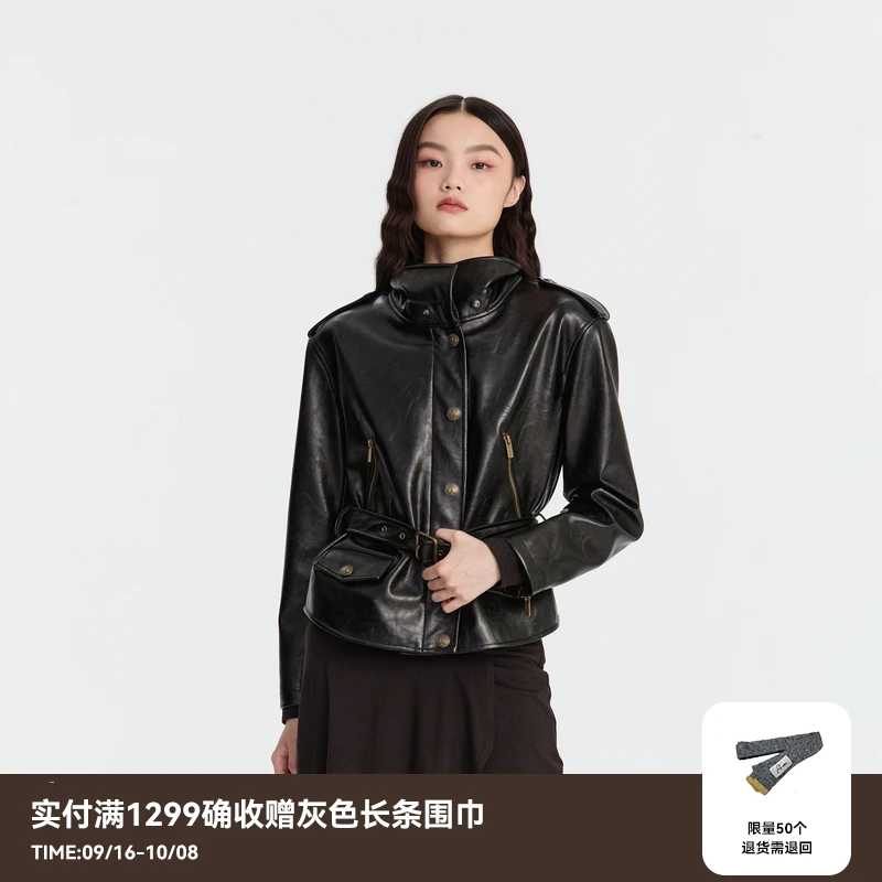 REVAN芮范冬季新品MobWife柔软皮质短外套RM90105216