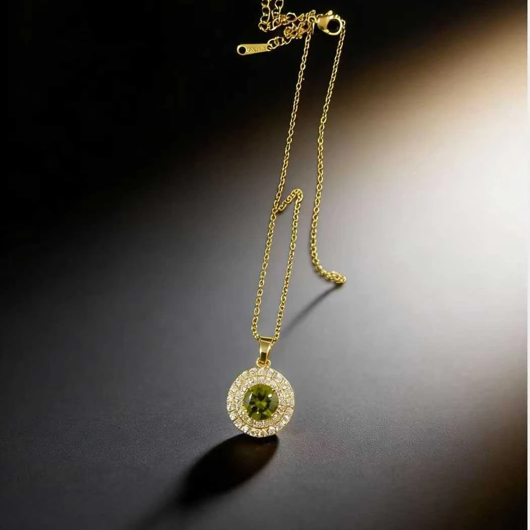 铜合金合成锆石吊坠 高奢限量款-璀璨人生-【2克拉橄榄绿吊坠】FG
