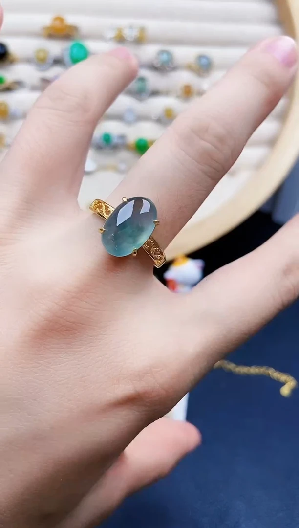 翡翠戒指银S925镶嵌21