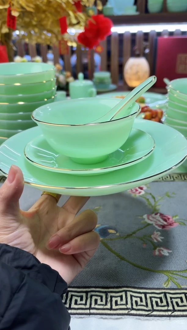 玉瓷盘碟碗勺四件套10套