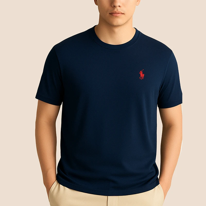 保罗精品2025夏季新款经典款纯色刺绣小马标T恤圆领331
