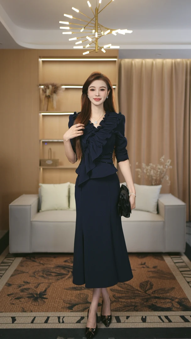 罗曼定制   轻熟风时尚连衣裙轻奢套装休闲风时尚套装轻职风修身