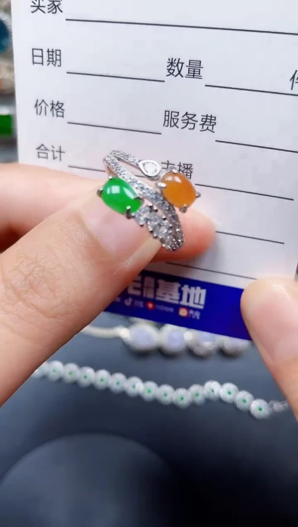 银S925镶嵌戒指翡翠236