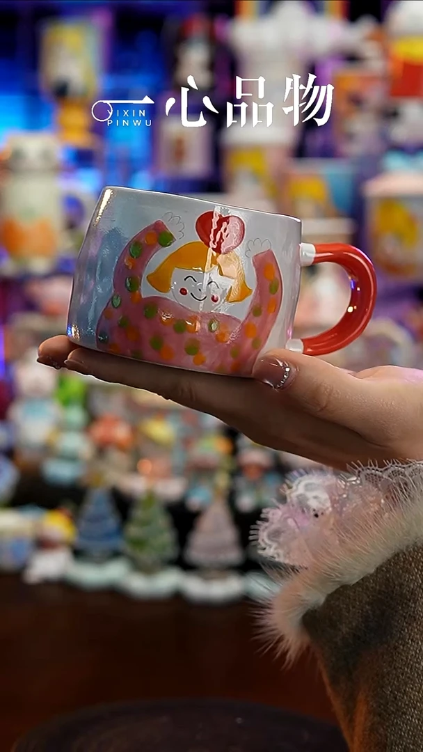 杯子瓷Y022景德镇手工手绘杯子摆件