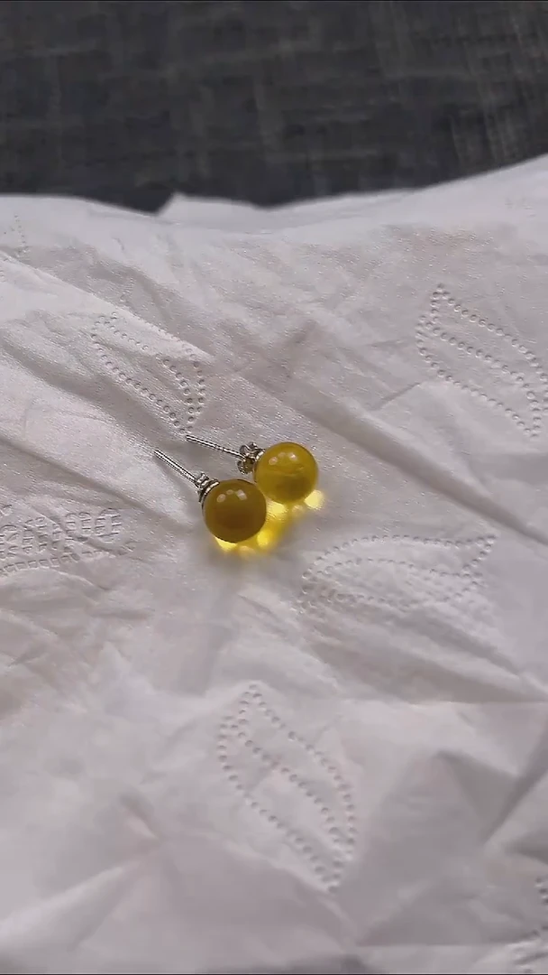 琥珀未镶嵌耳饰琥珀耳饰