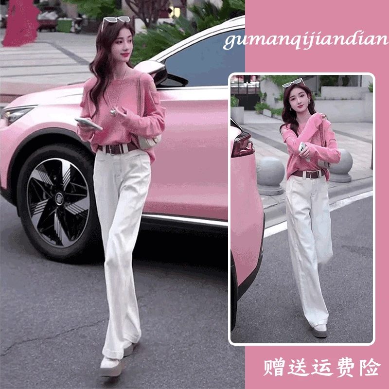 韩风chic设计感减龄毛衣阔腿裤2025春季新款女装时尚洋气时髦套装