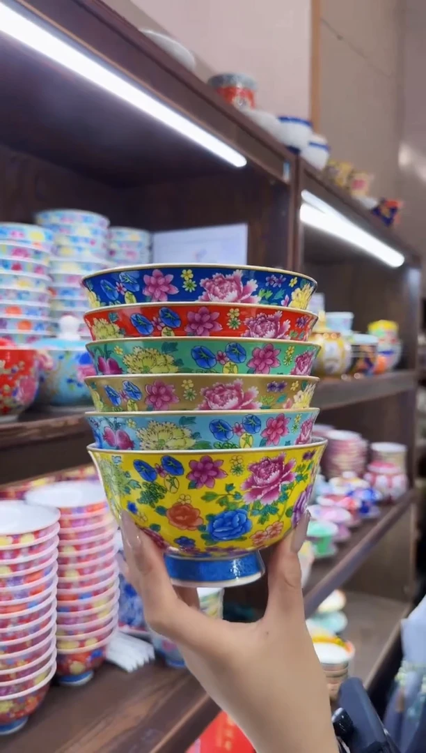 珐琅5英寸饭碗6个景德镇陶瓷