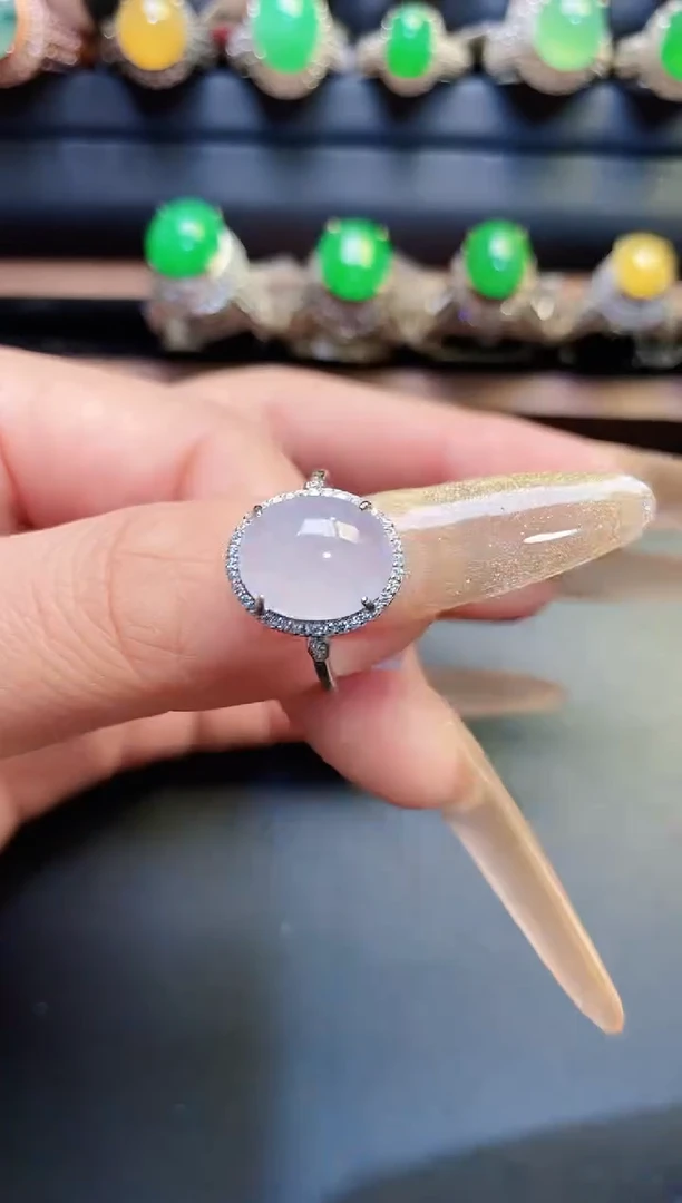 银S925镶嵌戒指翡翠天然