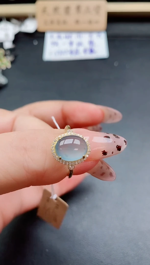 银S925镶嵌戒指翡翠1