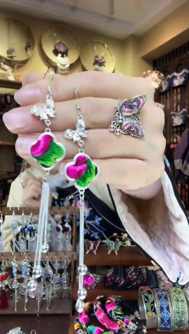 刺绣非遗刺绣民族风耳环