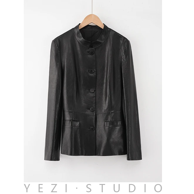 眀星同款早春2025轻奢高级感收腰绵羊皮爆款2024新款秀场款皮衣女