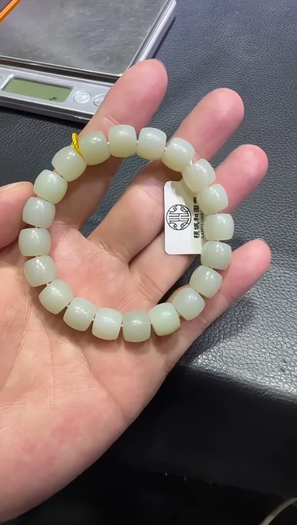 未镶嵌手串和田玉近矿高清白直切手串 （产地直发）