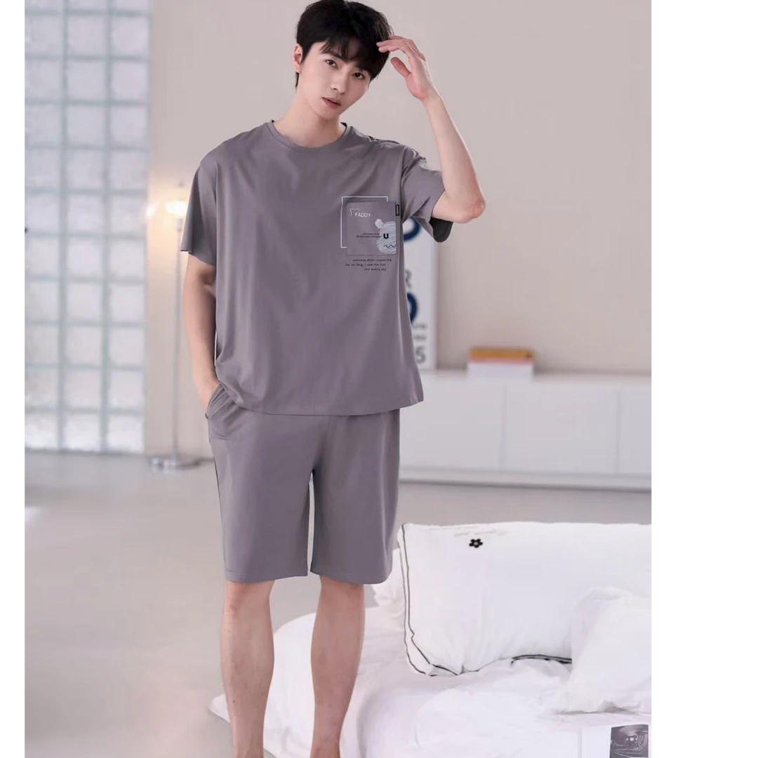 严选福利 男士口袋印小熊头圆领套头双短9950