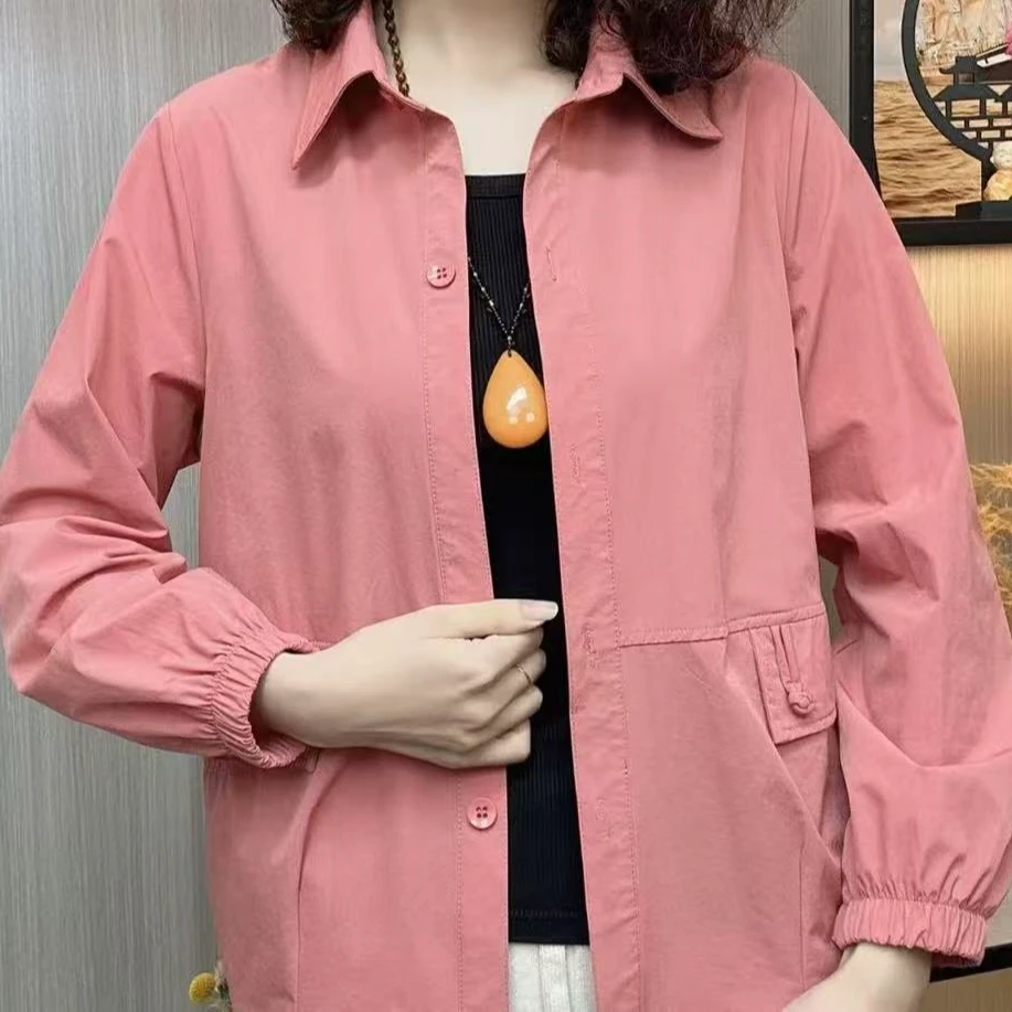 女装外套口袋秋季春季宽松型常规休闲薄款百搭中老年女装女款