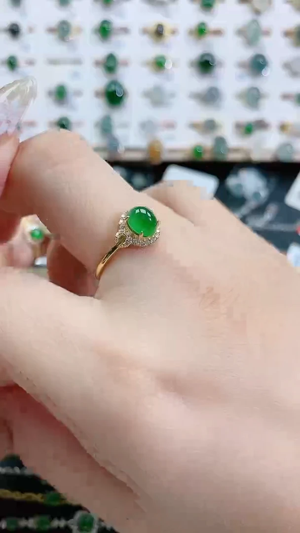 银S925镶嵌戒指翡翠天然翡翠
