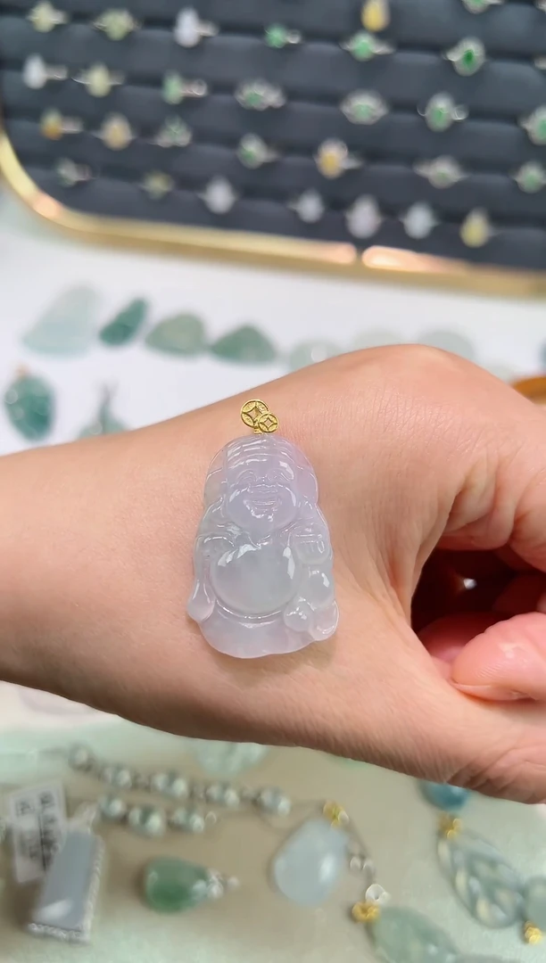 【闪购商品】翡翠颈饰18K金镶嵌财神