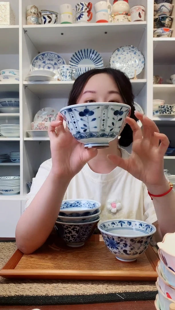 陶瓷蓝凛堂立花米饭碗12.5cm