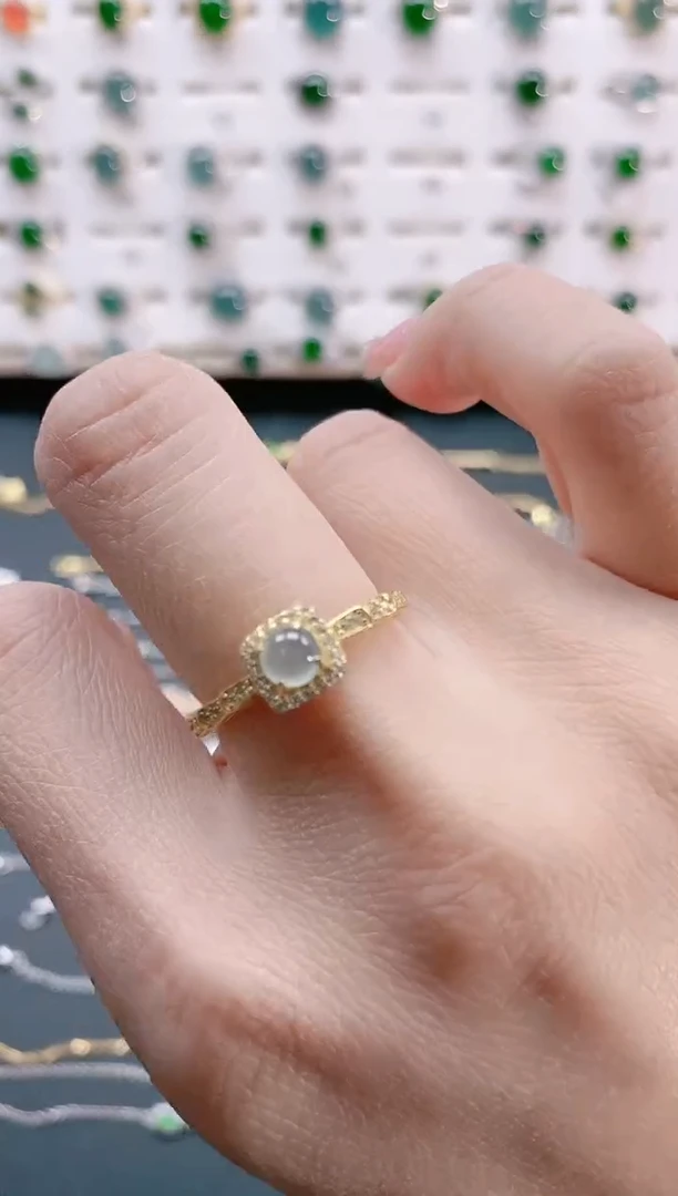 【闪购商品】翡翠戒指银S925镶嵌天然翡翠