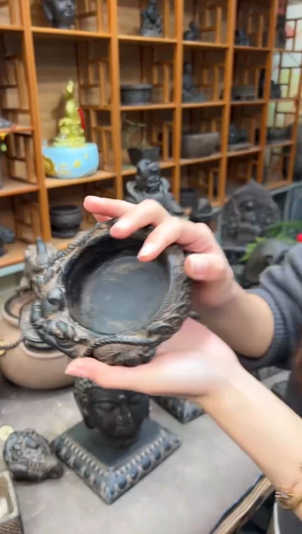 陶土【合成青石】金蟾盆
