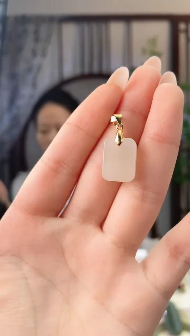 颈饰银S925镶嵌和田玉无事牌 xp