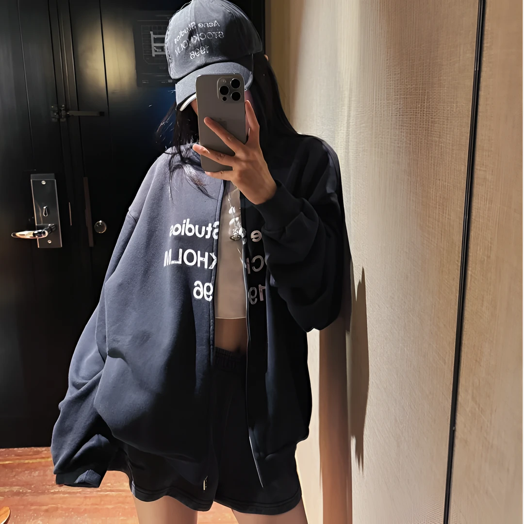 1996做脏褪色磨破棒球服卫衣