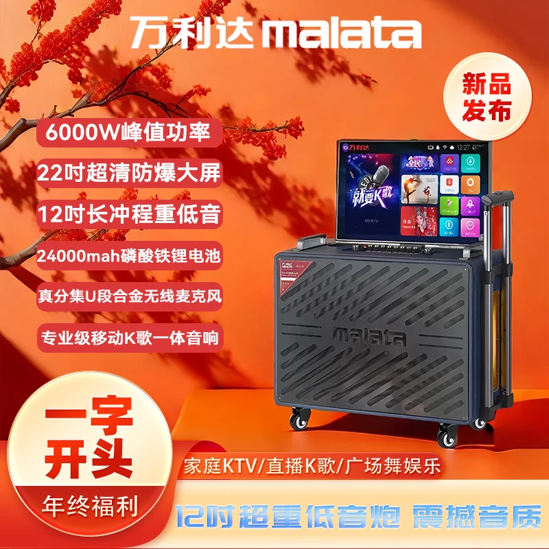 万利达大屏音箱k歌一体机麦克风显示屏超清便携式