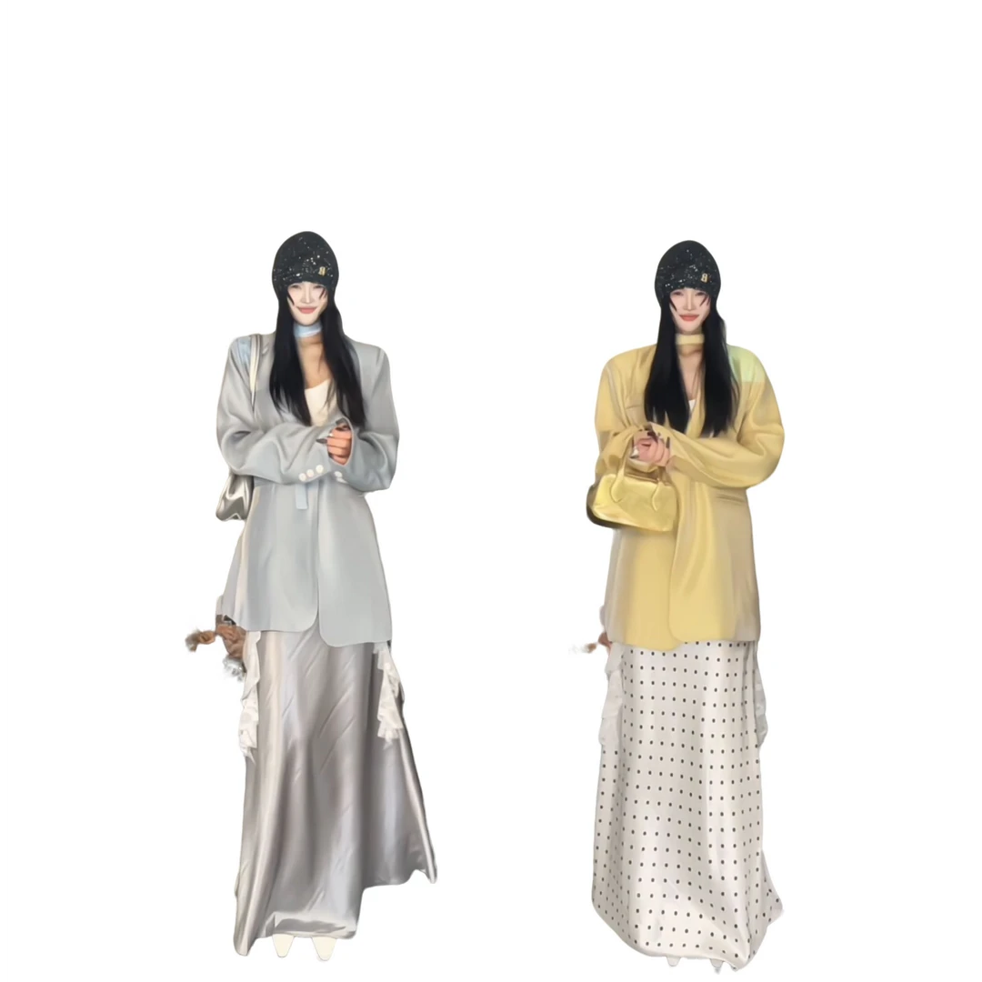 【土豆优选】高级感v领小香风缎面外套