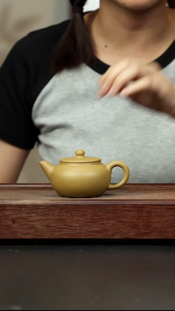 紫砂茶杯黄金段平盖水平