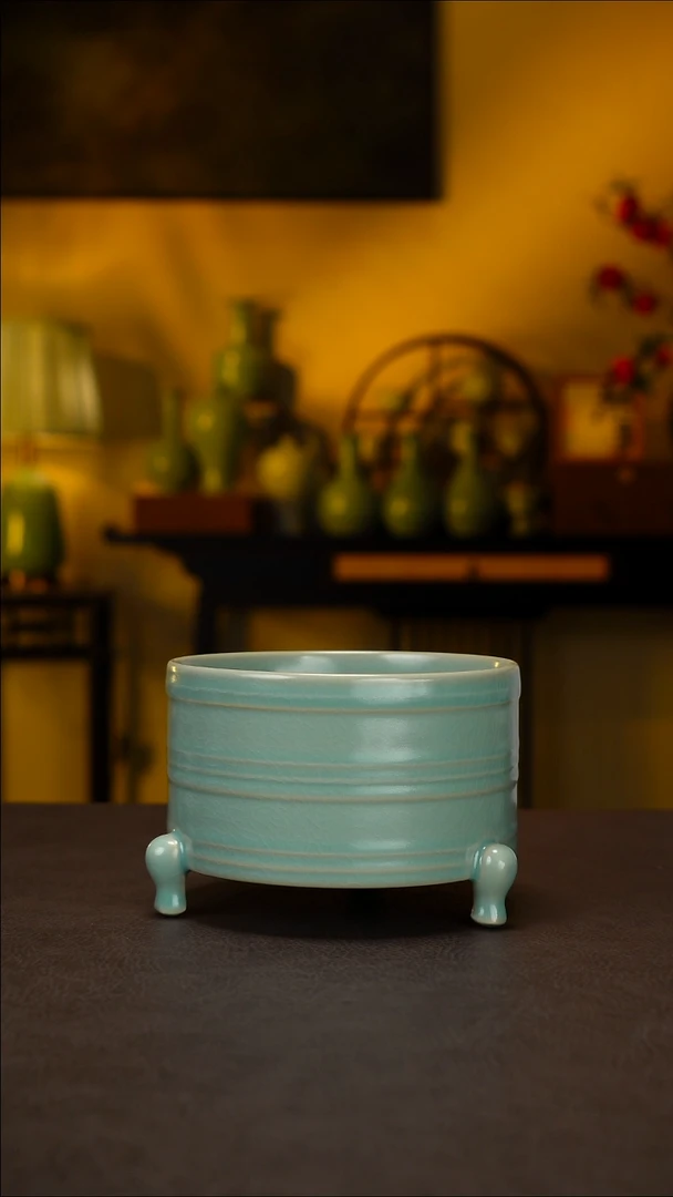摆件三足弦纹樽-精品