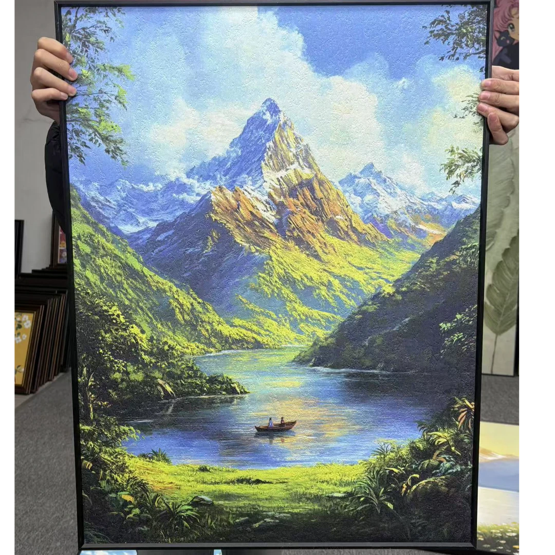 聚宝盆入户玄关装饰画轻奢高级感正对门山水走廊过道挂画风景6080