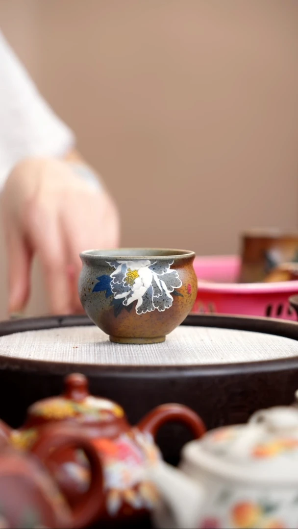茶壶紫砂柴烧白牡丹大缸杯