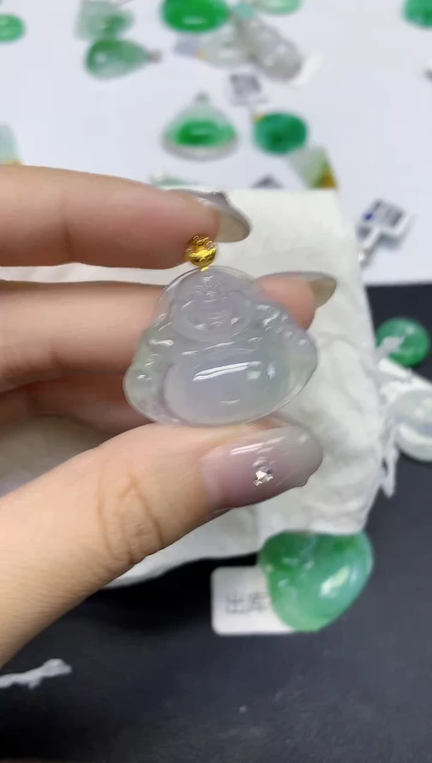 颈饰18K金镶嵌翡翠天然缅甸翡翠A货百元以上9元证书费自理