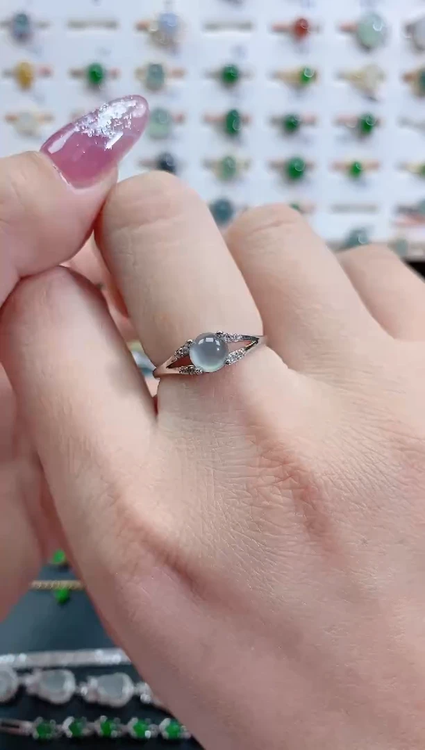 银S925镶嵌戒指翡翠天然翡翠