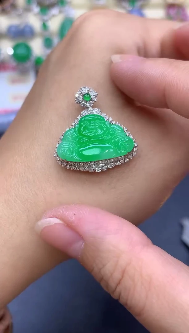 颈饰18K金镶嵌翡翠279-中国好珍宝