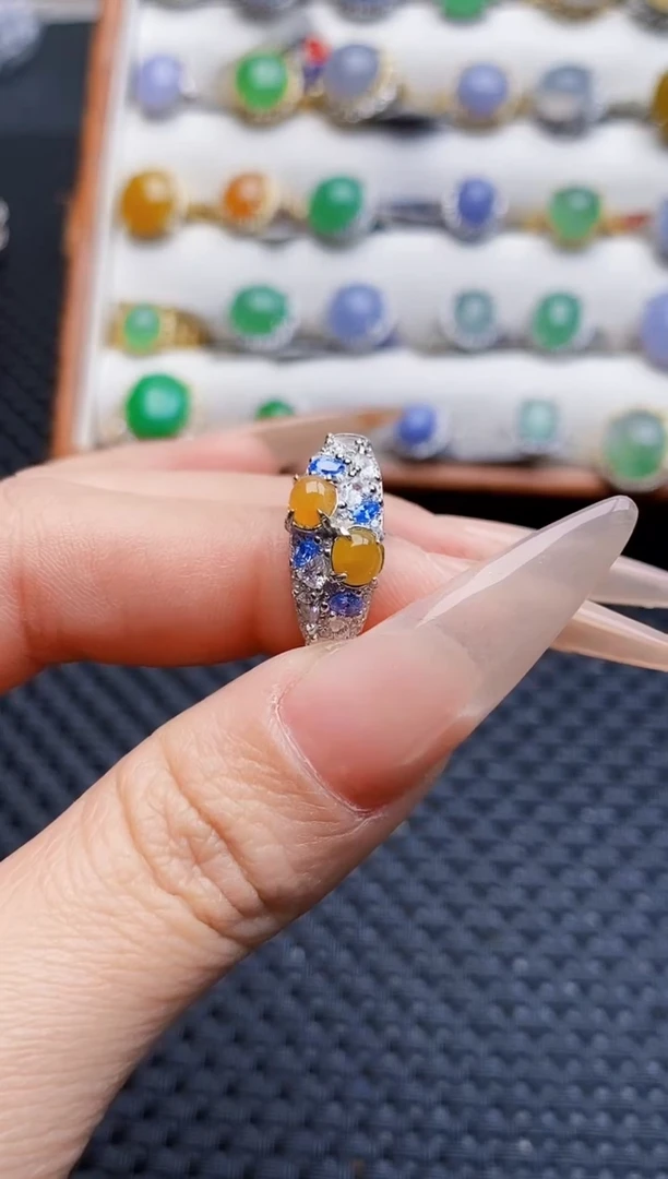 银S925镶嵌戒指翡翠2194