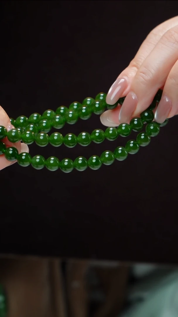 项链未镶嵌和田玉（碧玉）碧玉项链7-8mm 多样性发其一