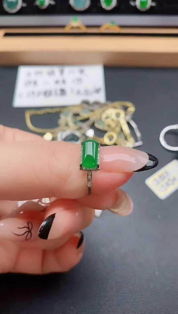 银S925镶嵌戒指翡翠609