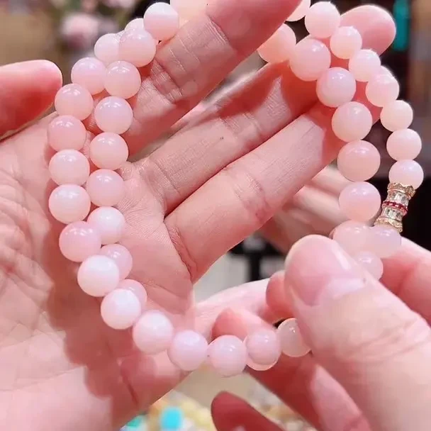 天然粉澳宝项链微塔链设计款8咪+，天然晶体结构