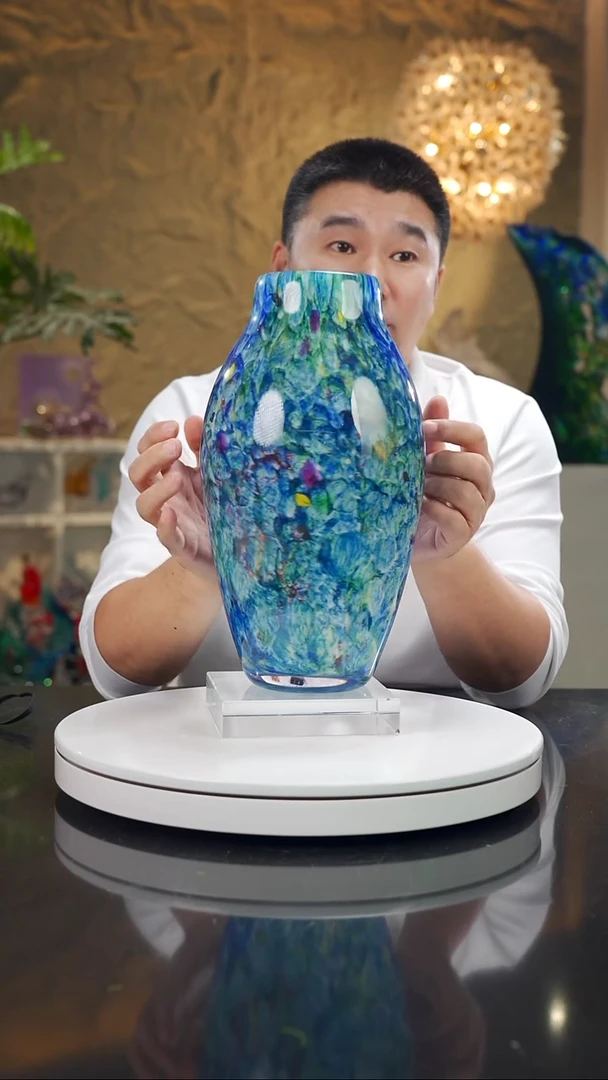 摆件福利设计款蓝彩莫奈花瓶